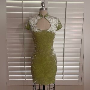 Urban Outfitters (urban renewal) green crushed velvet dress